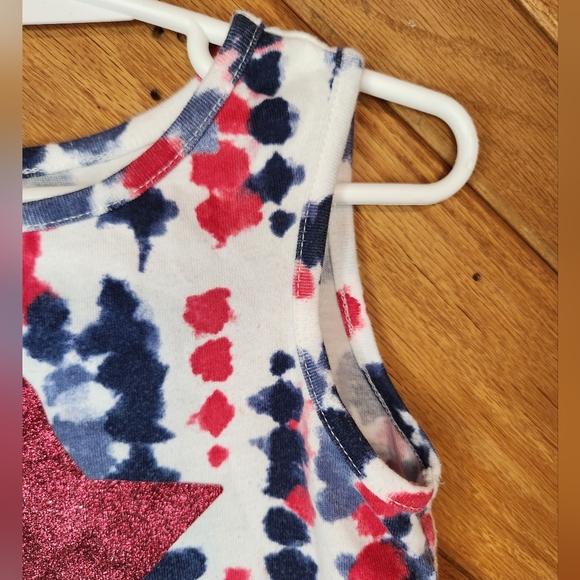 2 Fourth of July shirts 4t girl cat with glasses and tie dye tassle tank top - Picture 4 of 14